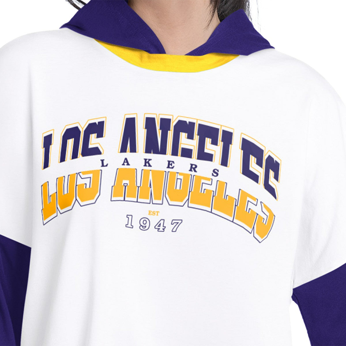 NBA Los Angeles Lakers G-III 4Her by Carl Banks Women's Key Player Oversized Hooded Long Sleeve T-Shirt