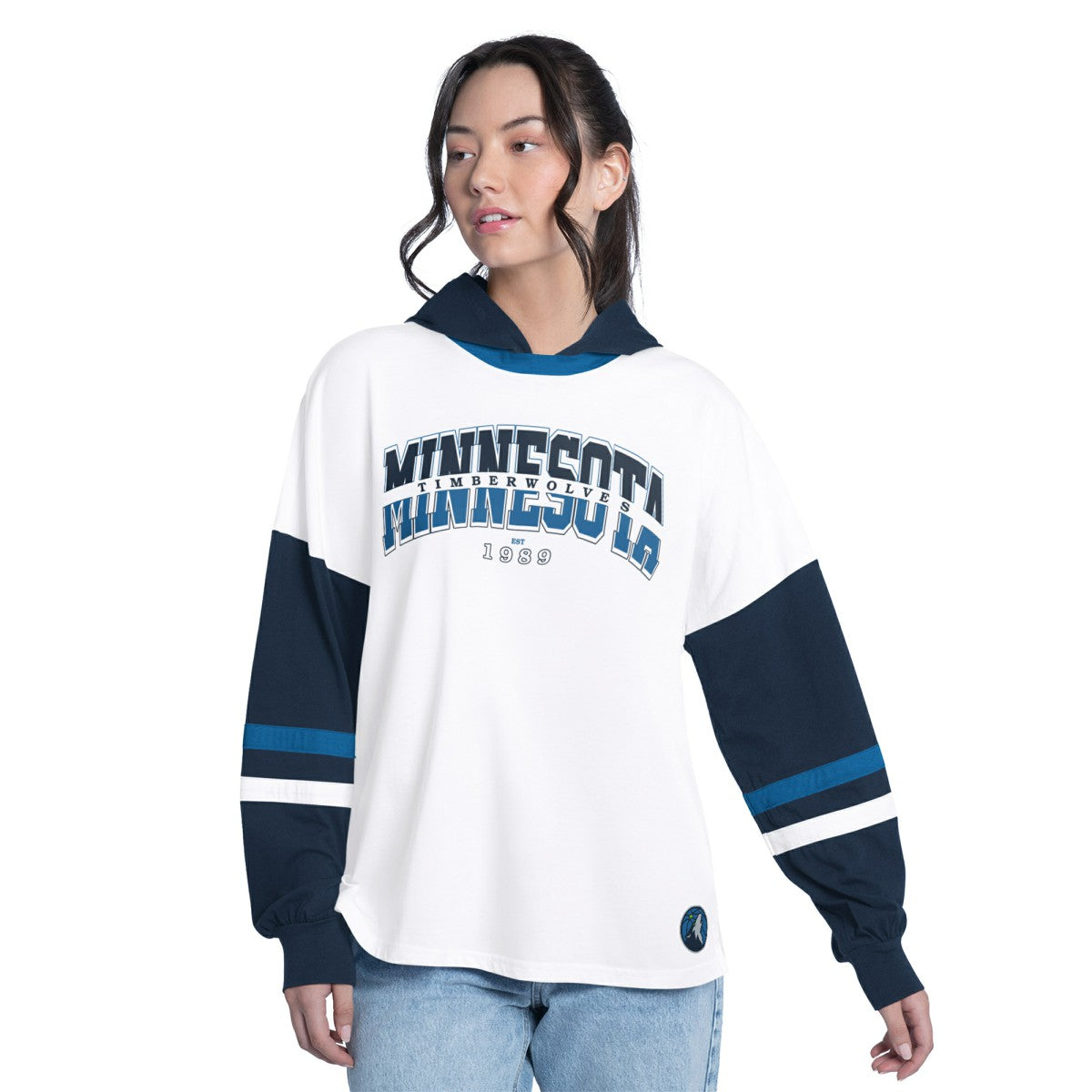 NBA Minnesota Timberwolves G-III 4Her by Carl Banks Women's Key Player Oversized Hooded Long Sleeve T-Shirt