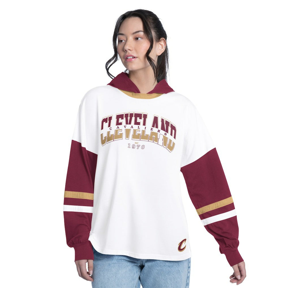NBA Cleveland Cavaliers G-III 4Her by Carl Banks Women's Key Player Oversized Hooded Long Sleeve T-Shirt sale