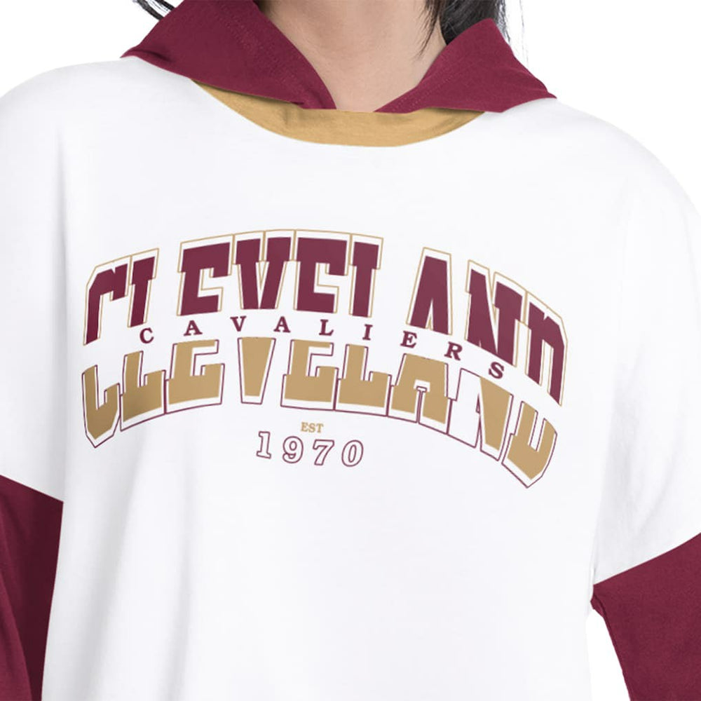 NBA Cleveland Cavaliers G-III 4Her by Carl Banks Women's Key Player Oversized Hooded Long Sleeve T-Shirt sale