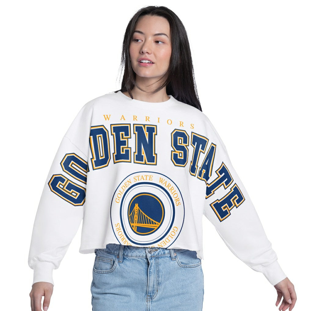 NBA Golden State Warriors G-III 4Her by Carl Banks Women's Bleachers Cropped French Terry Sweatshirt sale