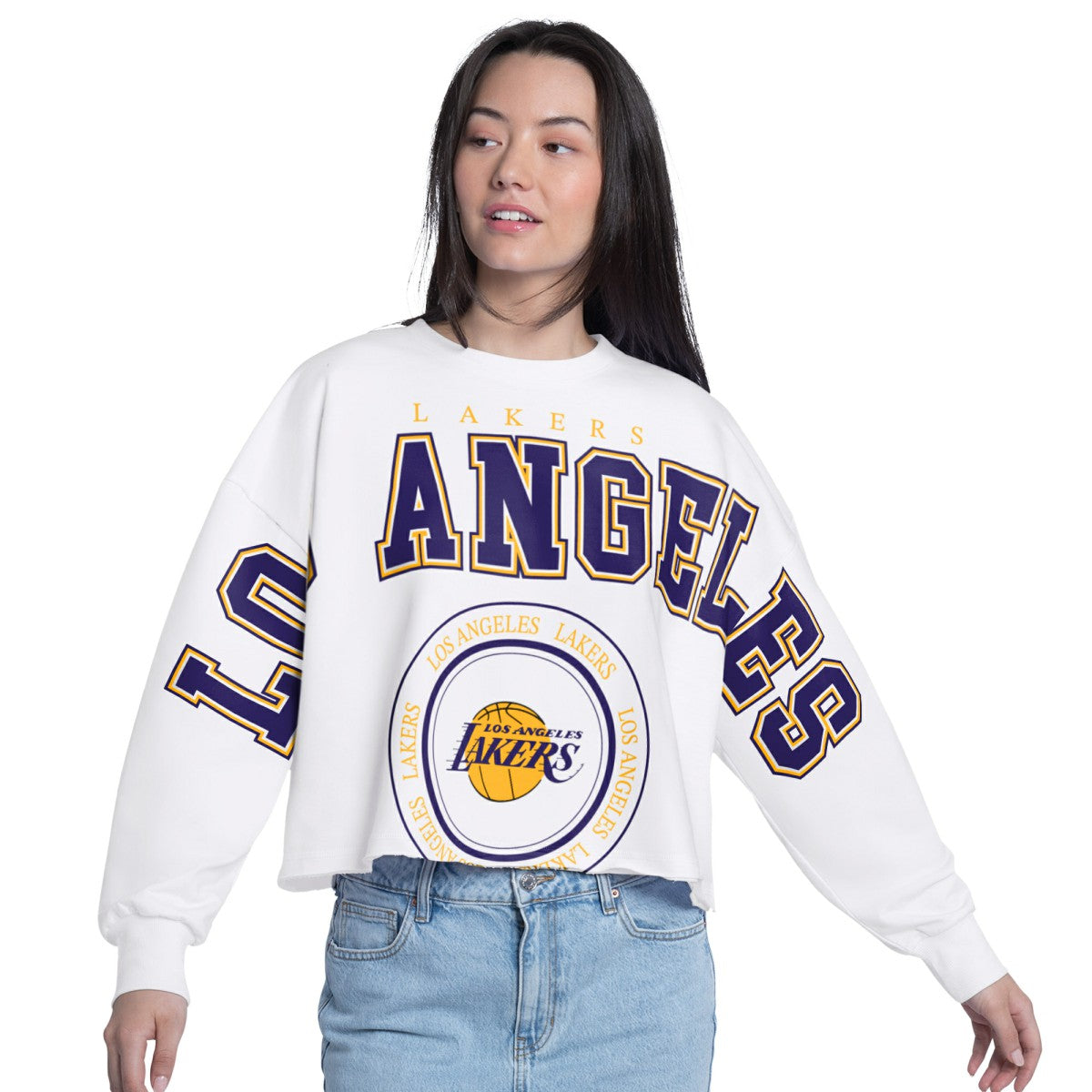NBA Los Angeles Lakers G-III 4Her by Carl Banks Women's Bleachers Cropped French Terry Sweatshirt