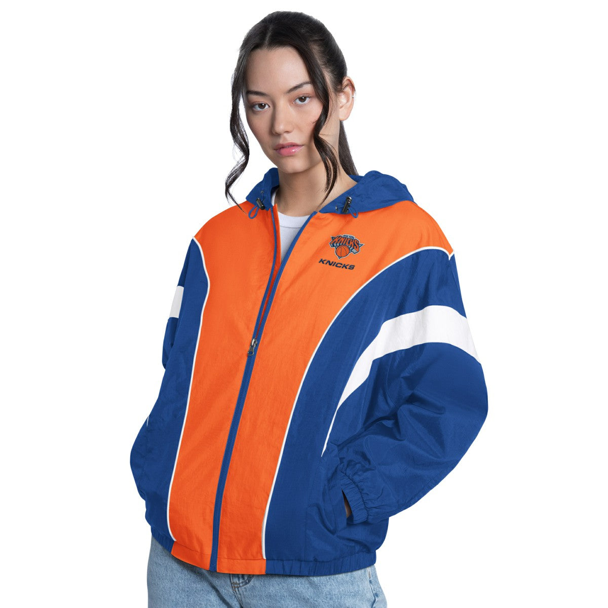 NBA New York Knicks G-III 4Her by Carl Banks Women's Quarterback Lightweight Oversized Full-Zip Jacket