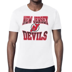 NHL White New Jersey Devils Starter Comic Style Team Graphic T-Shirt