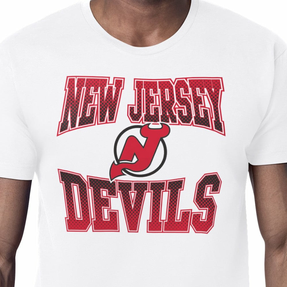 NHL White New Jersey Devils Starter Comic Style Team Graphic T-Shirt