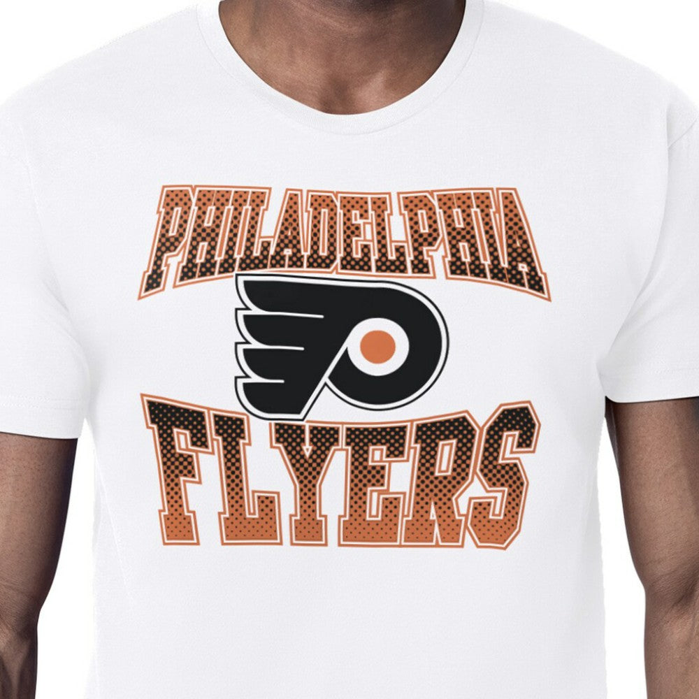 NHL White Philadelphia Flyers Starter Comic Style Team Graphic T-Shirt