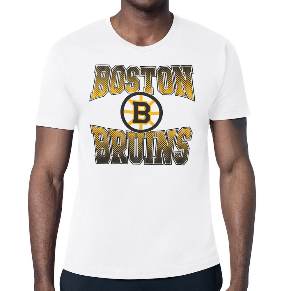 NHL White Boston Bruins Starter Comic Style Team Graphic T-Shirt