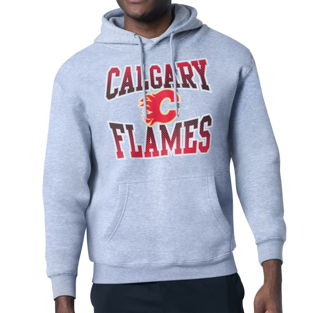 NHL Gray Calgary Flames Starter Comic Style Team Graphic Hoodie