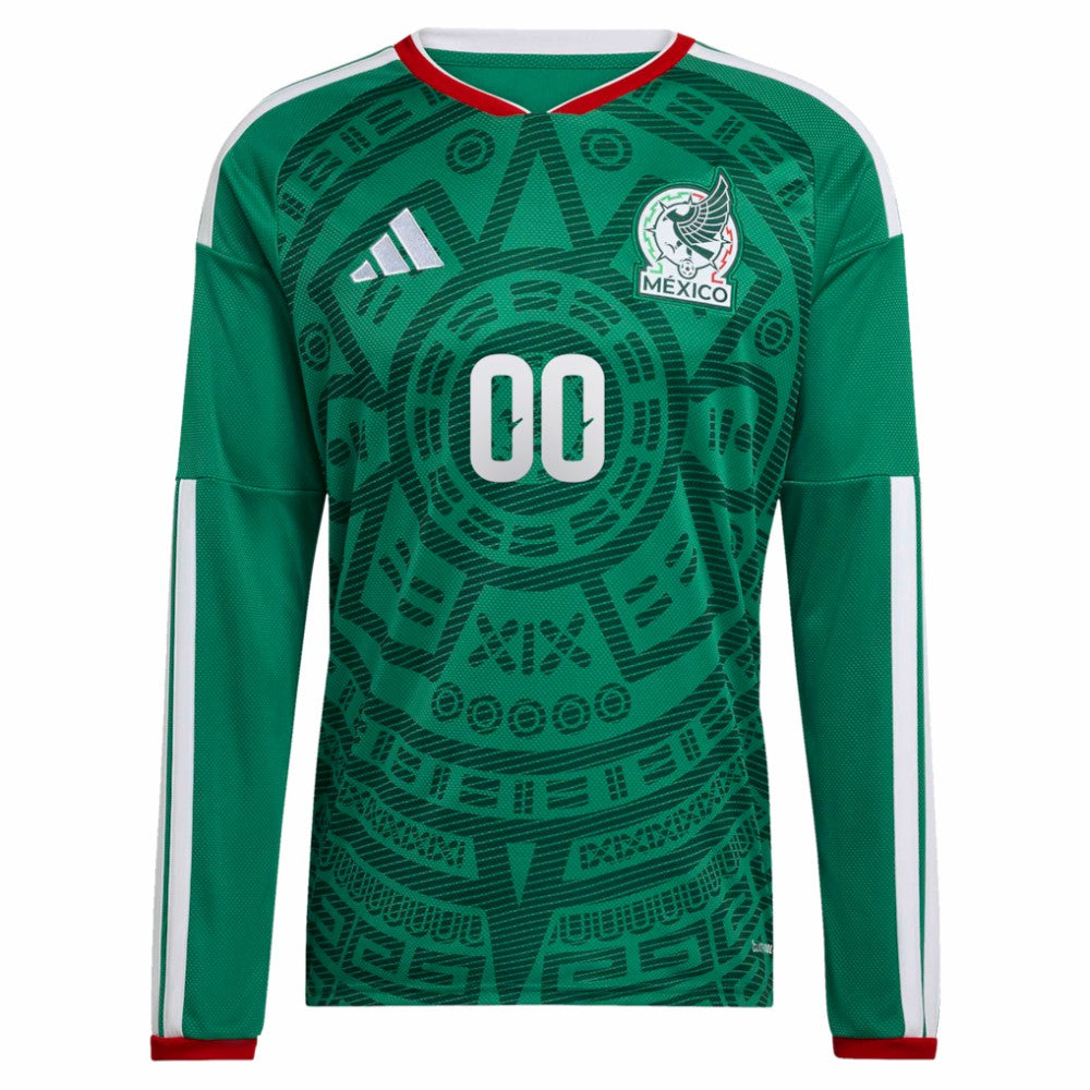 Mexico National Team 2026 Home Replica Long Sleeve Custom Jersey - Adidas Green