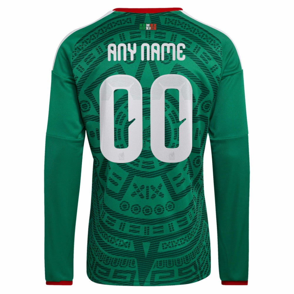 Mexico National Team 2026 Home Replica Long Sleeve Custom Jersey - Adidas Green