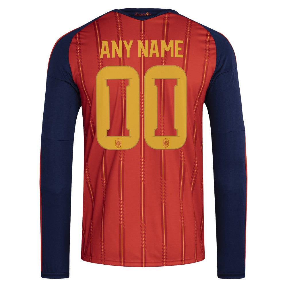 Spain National Team FIFA x World Cup 2026 Home Replica Long Sleeve Custom Jersey - Adidas Red