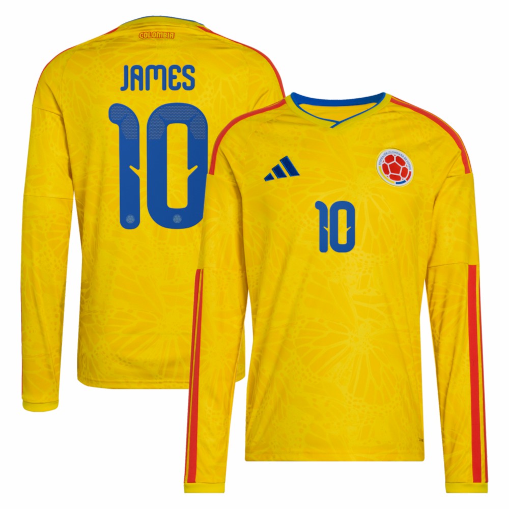 James Rodriguez Colombia National Team 2026 Home Replica Long Sleeve Jersey - Adidas Yellow