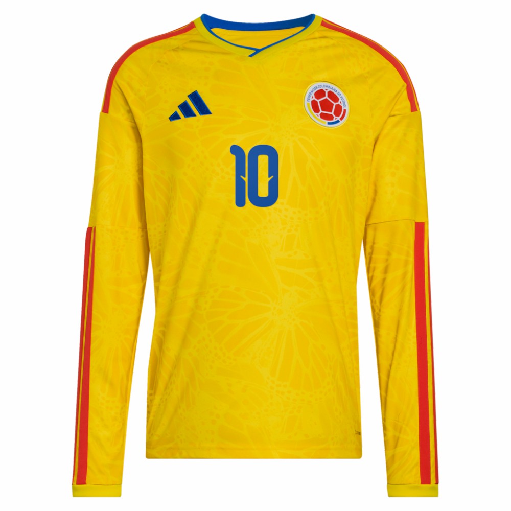 James Rodriguez Colombia National Team 2026 Home Replica Long Sleeve Jersey - Adidas Yellow