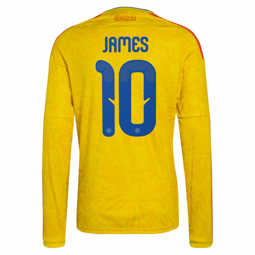 James Rodriguez Colombia National Team 2026 Home Replica Long Sleeve Jersey - Adidas Yellow