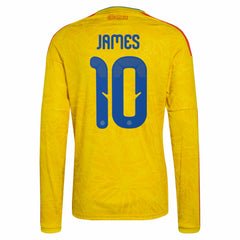 James Rodriguez Colombia National Team 2026 Home Replica Long Sleeve Jersey - Adidas Yellow