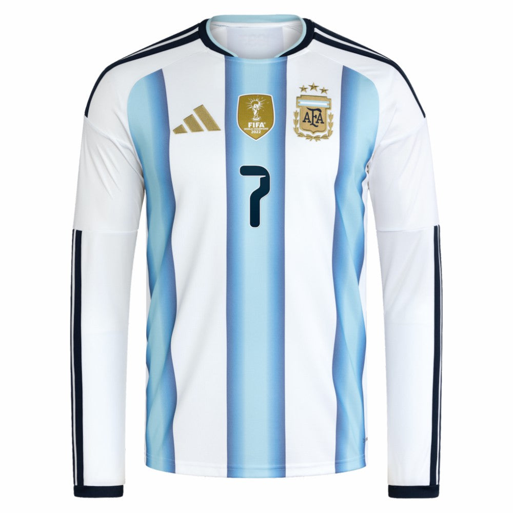 Rodrigo De Paul Argentina National Team 2026 Home Replica Long Sleeve Jersey - Adidas White