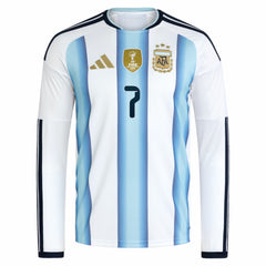 Rodrigo De Paul Argentina National Team 2026 Home Replica Long Sleeve Jersey - Adidas White