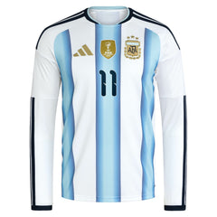 Angel Di Maria Argentina National Team 2026 Home Replica Long Sleeve Jersey - Adidas White