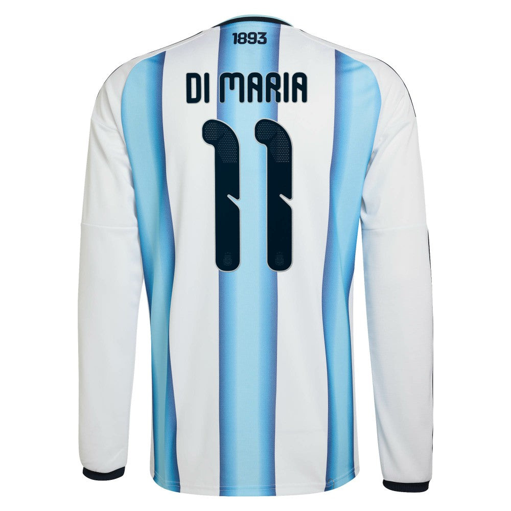 Angel Di Maria Argentina National Team 2026 Home Replica Long Sleeve Jersey - Adidas White