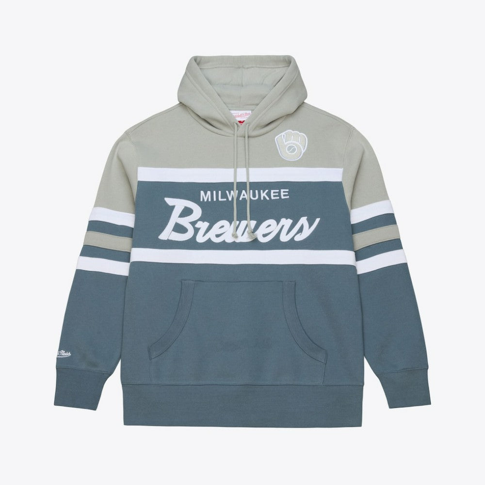 MLB Milwaukee Brewers Mitchell & Ness Cooperstown Collection Thunderstorm Head Coach Hoodie