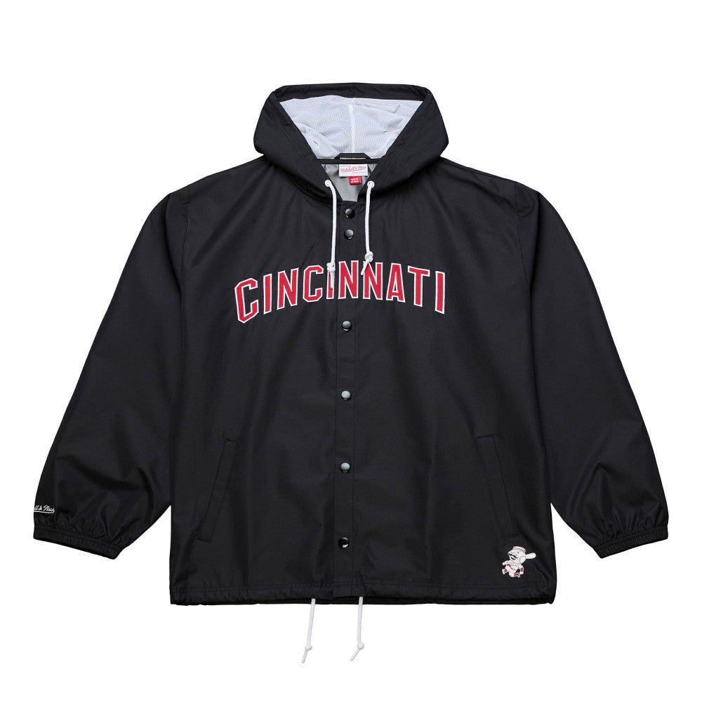 MLB Cincinnati Reds Mitchell & Ness Full-Snap Hooded Coaches Jacket