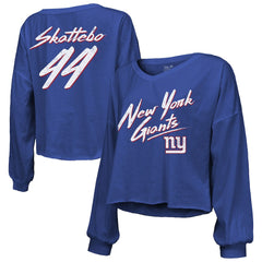 Cam Skattebo  Majestic Threads Women's Script Name & Number Long Sleeve T-Shirt - New York Giants