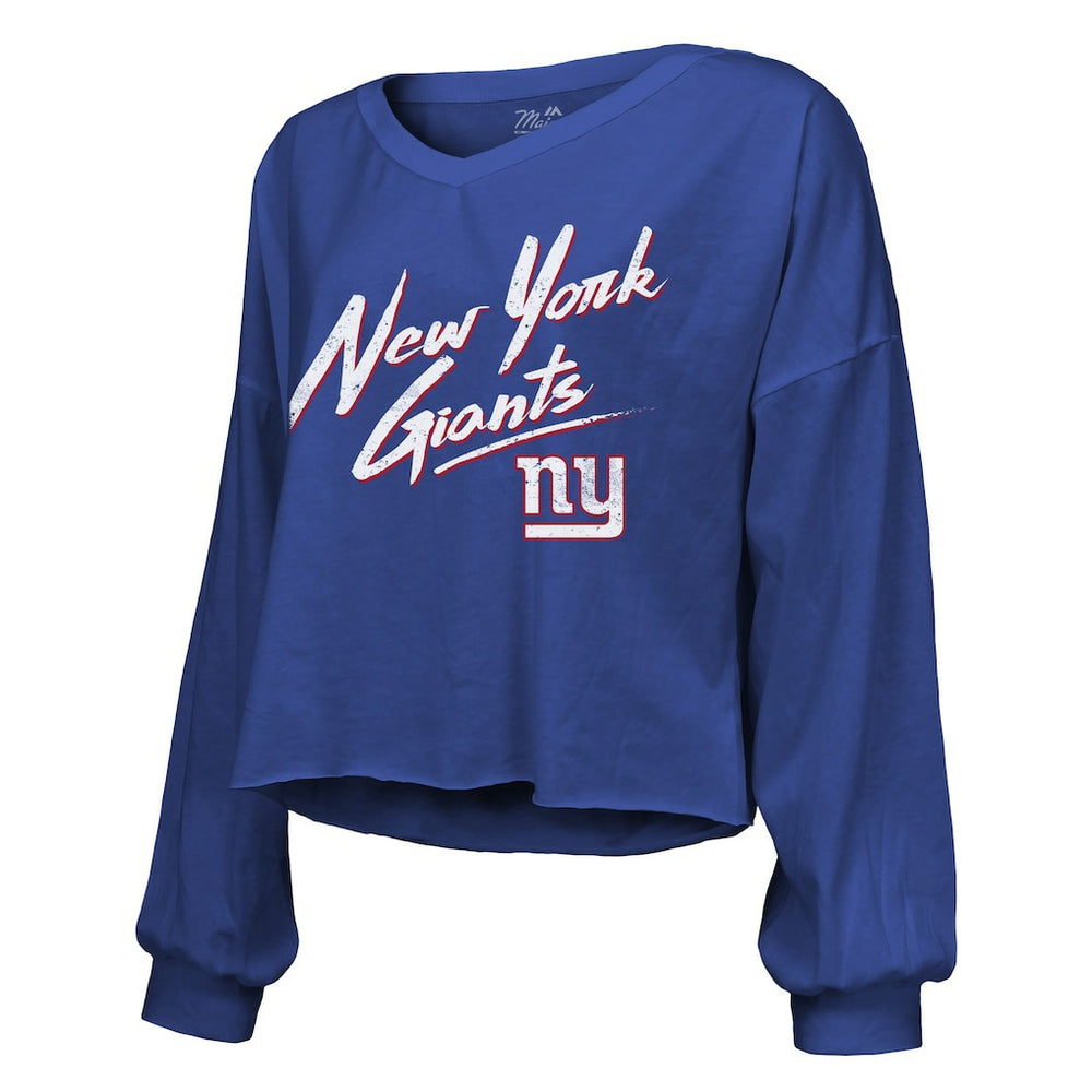 Cam Skattebo  Majestic Threads Women's Script Name & Number Long Sleeve T-Shirt - New York Giants