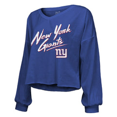 Cam Skattebo  Majestic Threads Women's Script Name & Number Long Sleeve T-Shirt - New York Giants