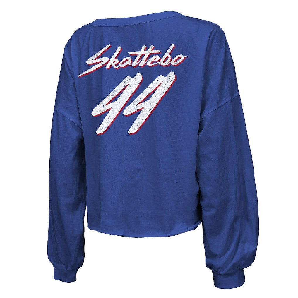 Cam Skattebo  Majestic Threads Women's Script Name & Number Long Sleeve T-Shirt - New York Giants