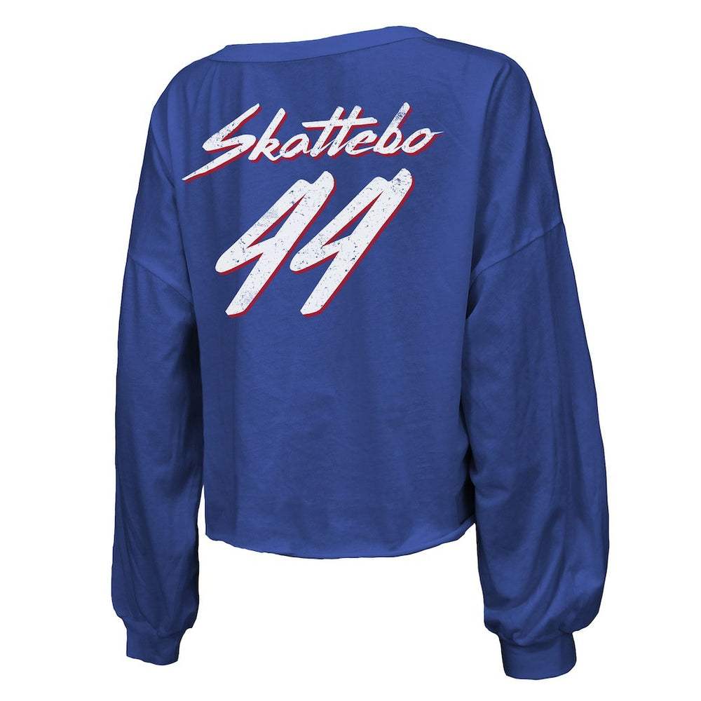 Cam Skattebo  Majestic Threads Women's Script Name & Number Long Sleeve T-Shirt - New York Giants