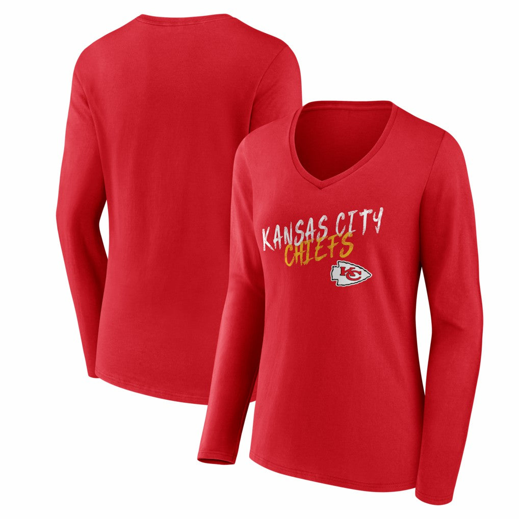 Women's Hustle Long Sleeve V-Neck T-Shirt - Kansas City Chiefs