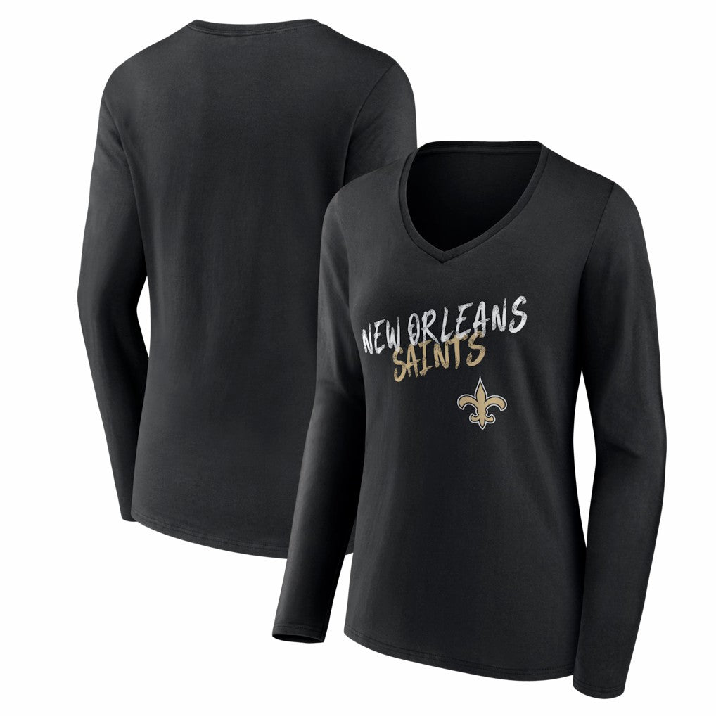 Women's Hustle Long Sleeve V-Neck T-Shirt - New Orleans Saints
