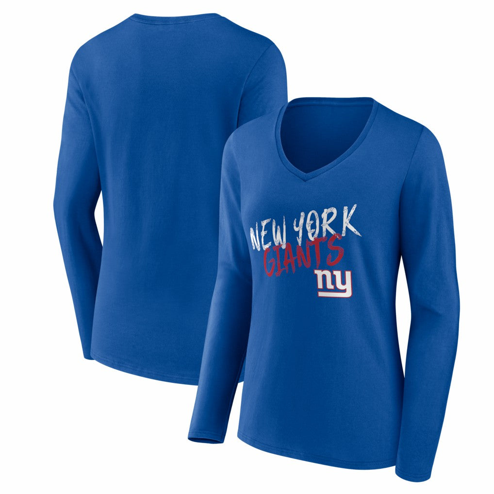 Women's Hustle Long Sleeve V-Neck T-Shirt - New York Giants