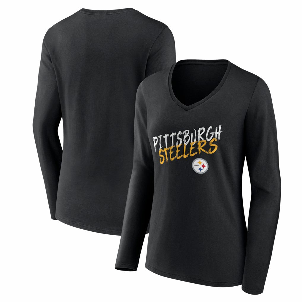 Women's Hustle Long Sleeve V-Neck T-Shirt - Pittsburgh Steelers