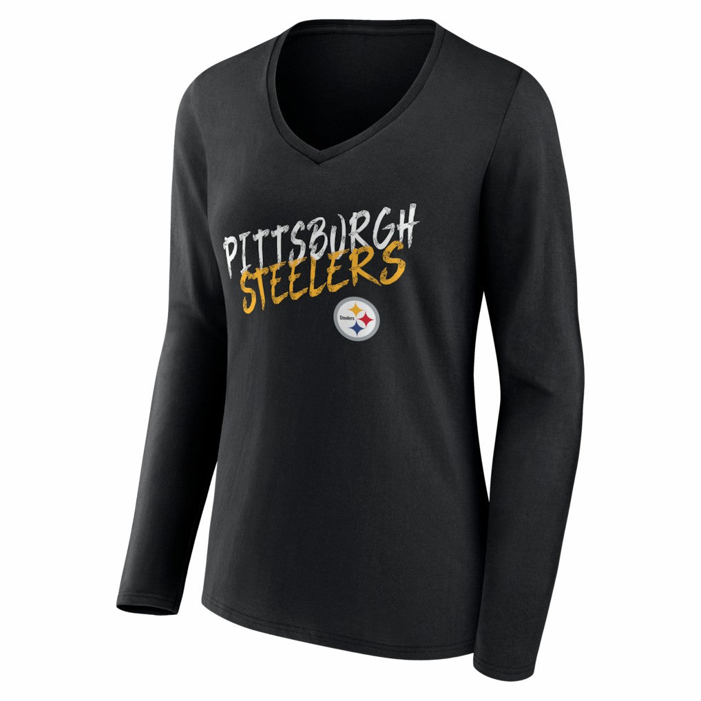 Women's Hustle Long Sleeve V-Neck T-Shirt - Pittsburgh Steelers