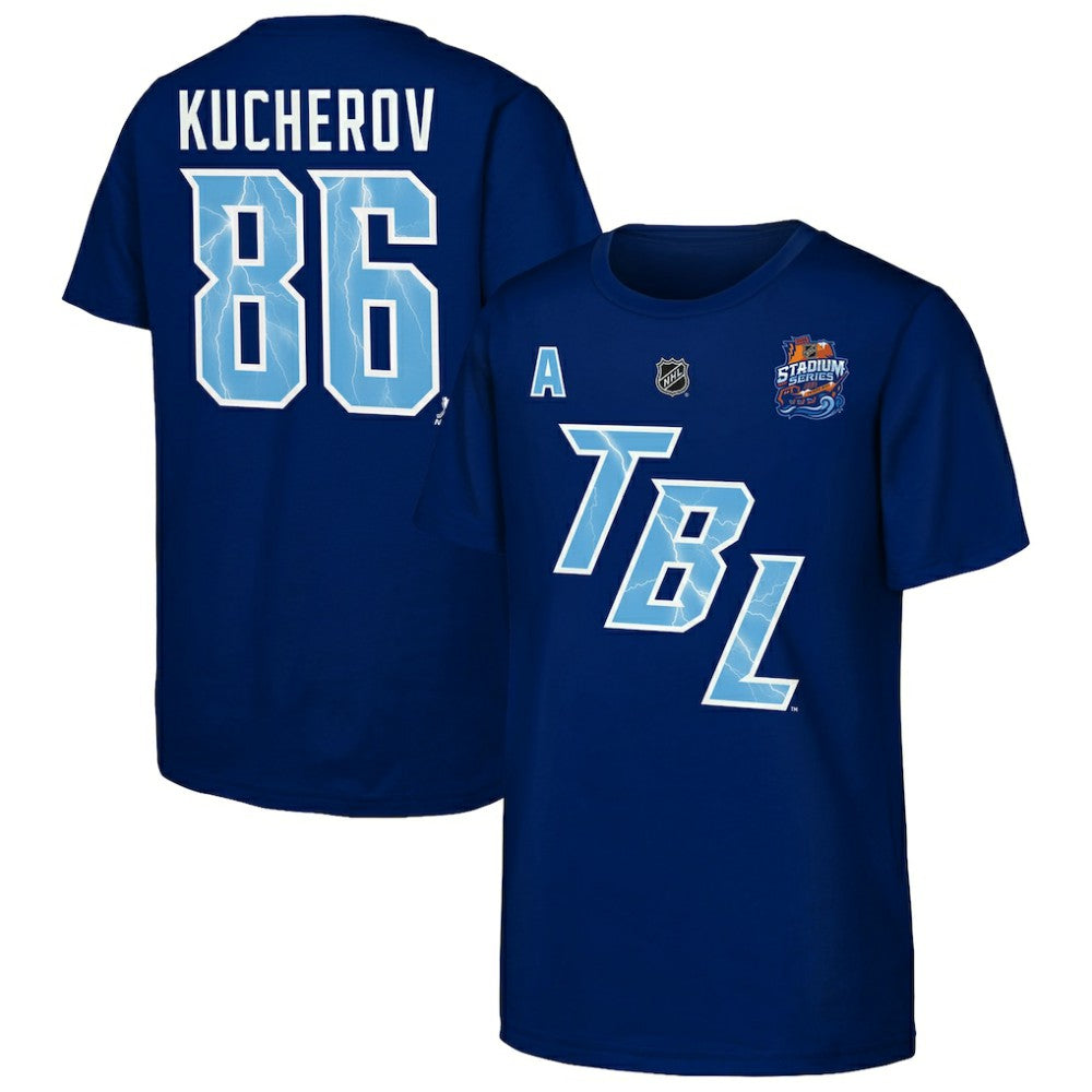 NHL Blue Nikita Kucherov Tampa Bay Lightning Fanatics Youth Alternate Captain 2026 Stadium Series T-Shirt