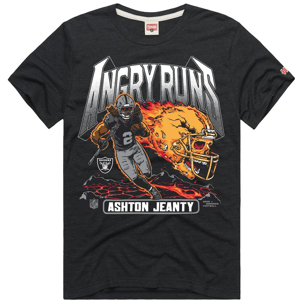 Ashton Jeanty  Homage Unisex Angry Runs Player Graphic Tri-Blend T-Shirt - Las Vegas Raiders