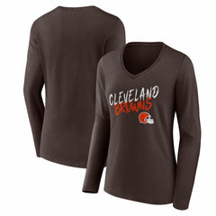 Women's Hustle Long Sleeve V-Neck T-Shirt - Cleveland Browns