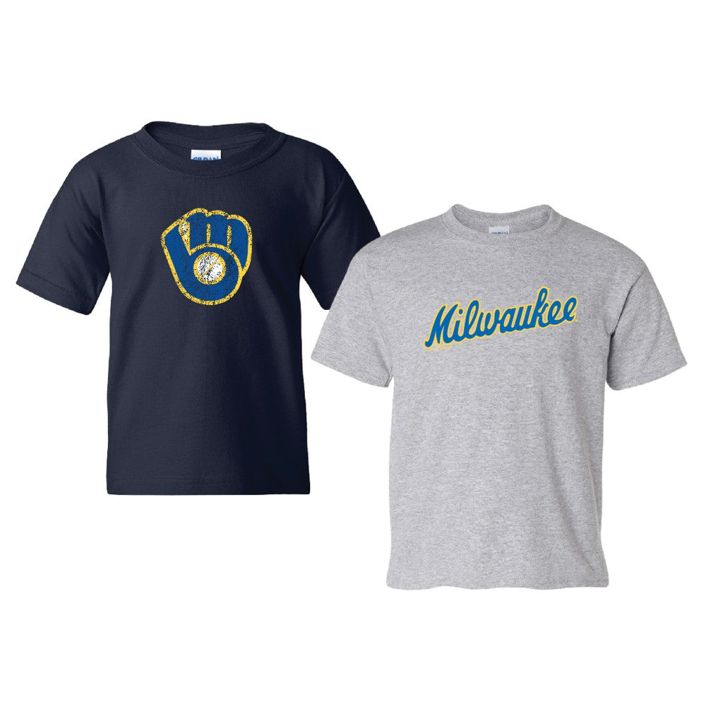 MLB Milwaukee Brewers Soft as a Grape Youth  Cooperstown 2-Pack T-Shirt Set