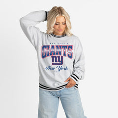 Gameday Couture Women's Oversized Gridiron Drive Ringer Stripe Sweatshirt - New York Giants