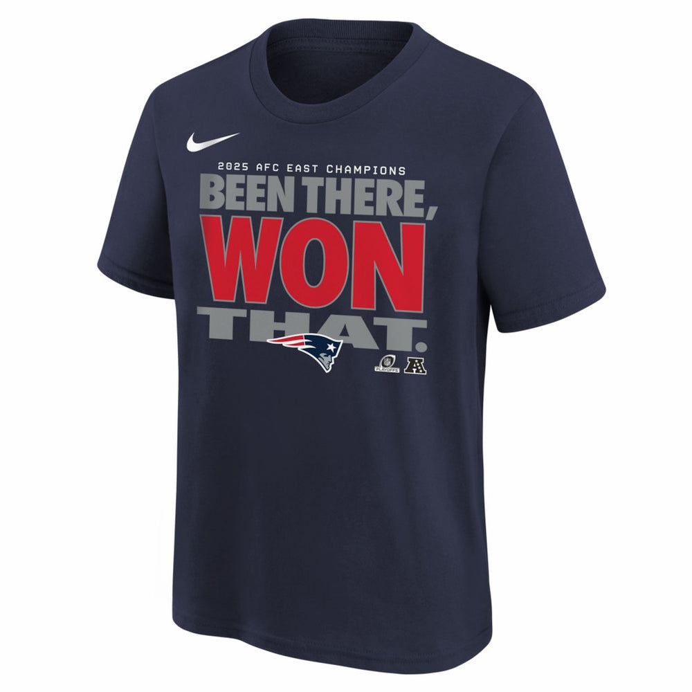 Youth 2025 AFC East Division Champions Locker Room Trophy Collection T-Shirt - New England Patriots