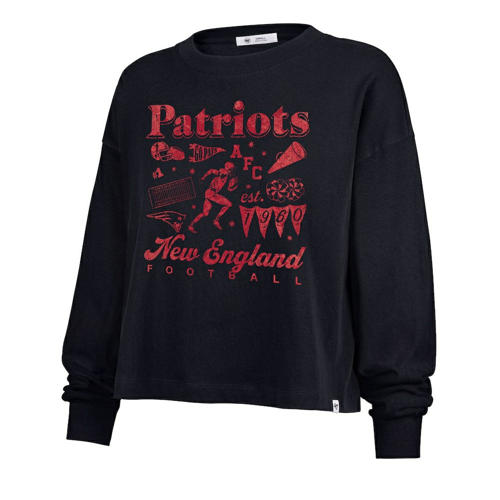 '47 Women's Team Collage Sydney Long Sleeve T-Shirt - New England Patriots