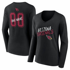 Women's Hustle Personalized Name & Number Long Sleeve V-Neck T-Shirt - Arizona Cardinals