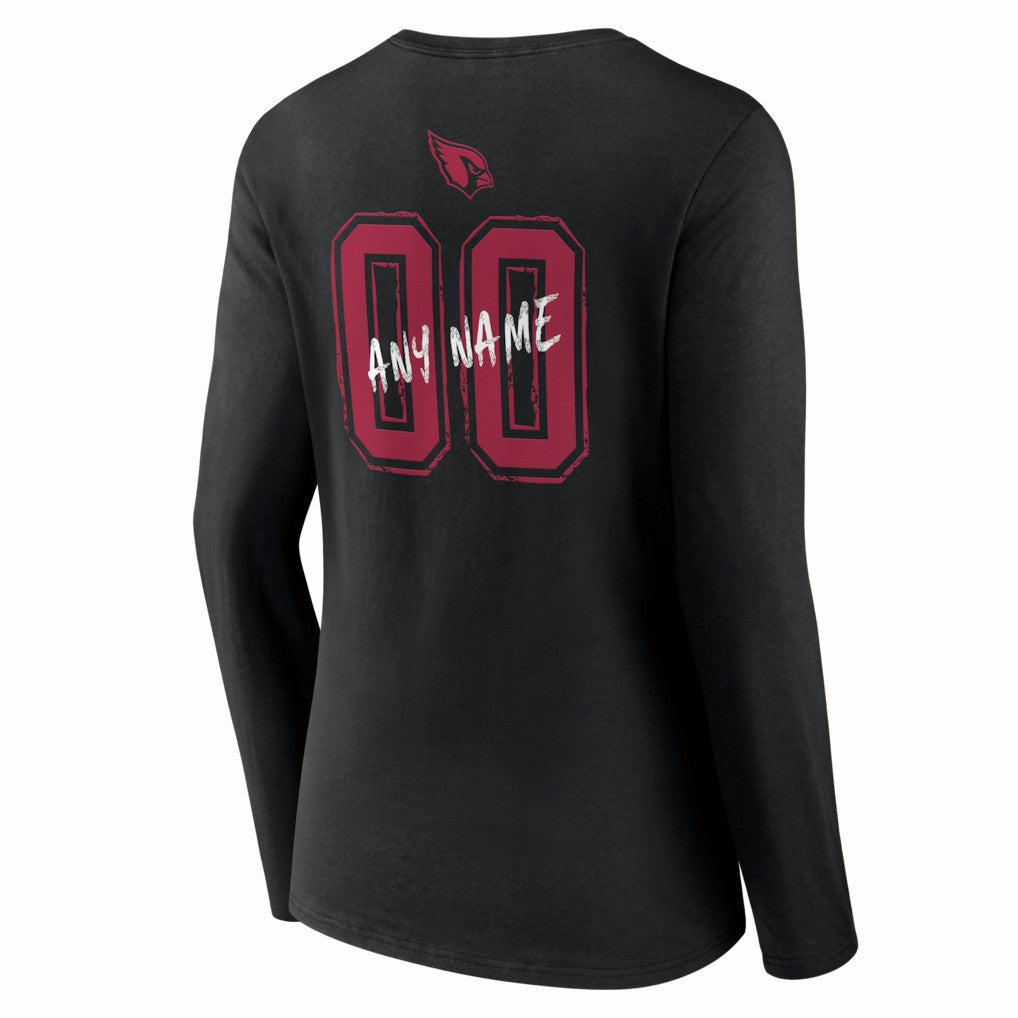 Women's Hustle Personalized Name & Number Long Sleeve V-Neck T-Shirt - Arizona Cardinals