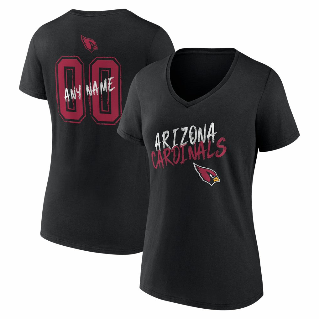 Women's Hustle Personalized Name & Number V-Neck T-Shirt - Arizona Cardinals