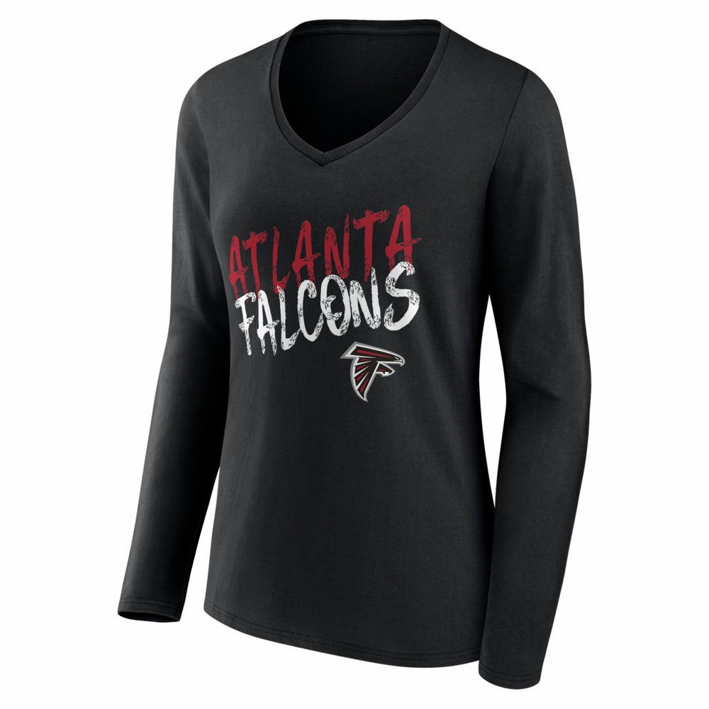 Women's Hustle Personalized Name & Number Long Sleeve V-Neck T-Shirt - Atlanta Falcons