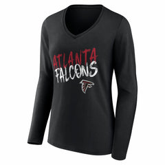 Women's Hustle Personalized Name & Number Long Sleeve V-Neck T-Shirt - Atlanta Falcons