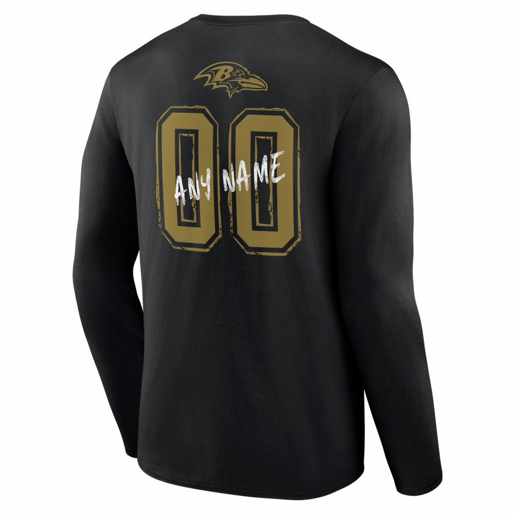 Hustle Personalized Name & Number Long Sleeve T-Shirt - Baltimore Ravens