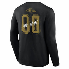 Hustle Personalized Name & Number Long Sleeve T-Shirt - Baltimore Ravens