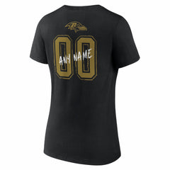 Women's Hustle Personalized Name & Number V-Neck T-Shirt - Baltimore Ravens